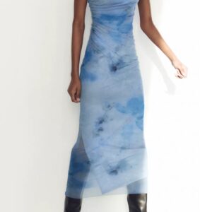 Vestido drapeado azul