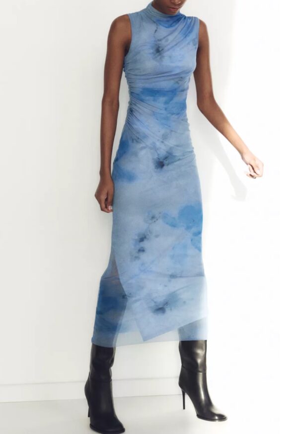 Vestido drapeado azul